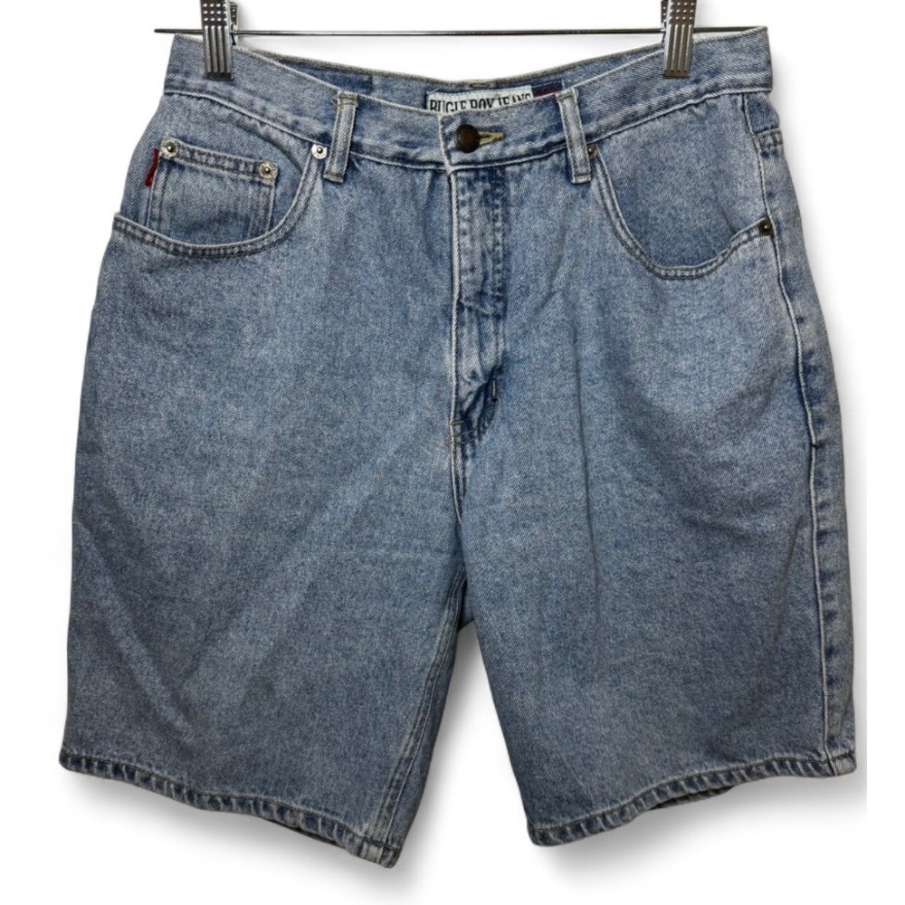 Vintage Bugle Boy Jeans 750 Light Wash Denim High Waisted Shorts 32W Womens